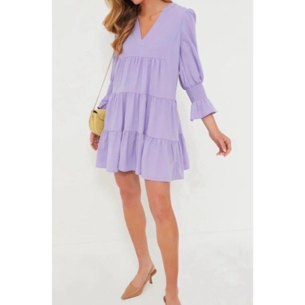 Tuckernuck Pomander Place Kenzo Lilac Tiered V Neck Smock Dress Size XXL